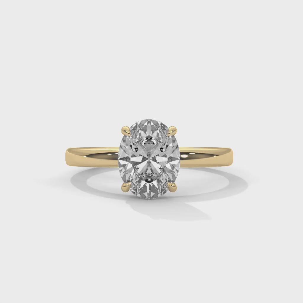 MJBS35 - Oval Solitaire Engagement Ring with Polished Band