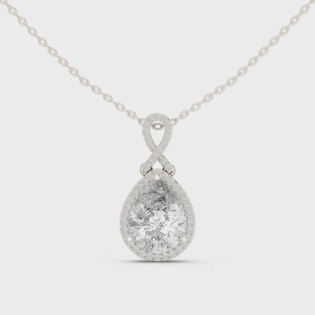 MJP42 - Infinity Loop Pear Halo Pendant