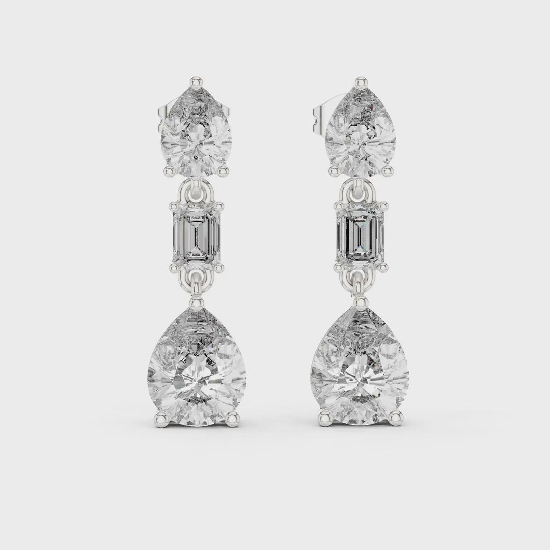MJER62 - Graceful Trio Solitaire Dangle Earrings