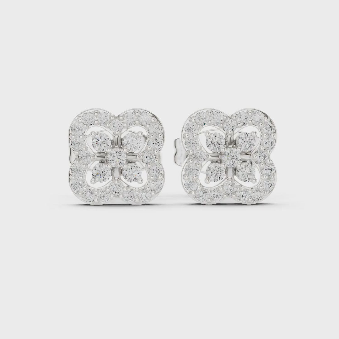 MJER74 - Quatrefoil Bloom Diamond-Accent Studs