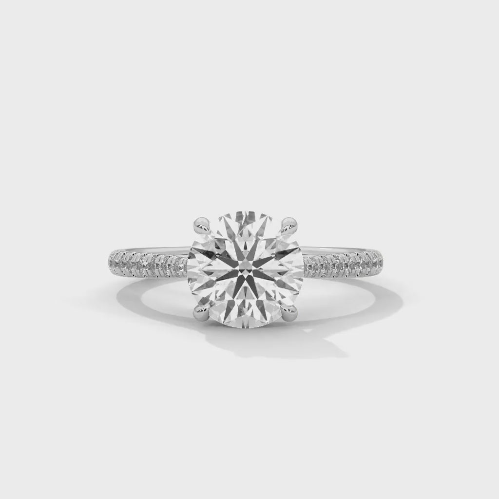 MJBS19 - Round Brilliant Criss-Cross Pavé Solitaire Ring