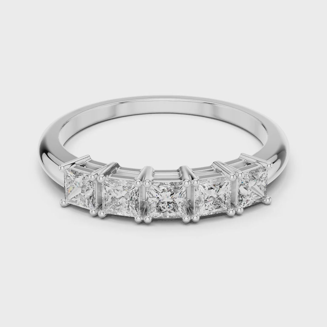 MJET006 - Princess Cut Shared Prong Five Stone Band
