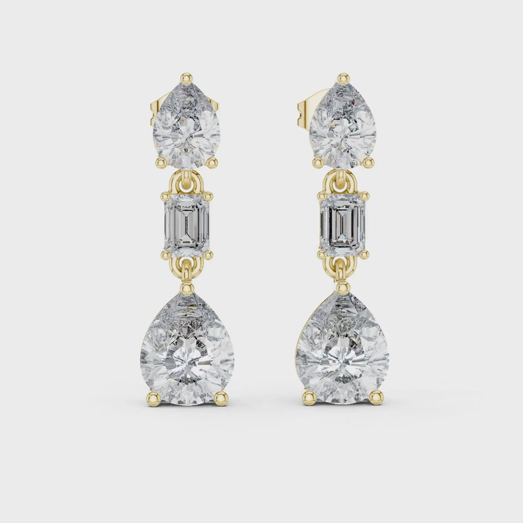 MJER62 - Graceful Trio Solitaire Dangle Earrings