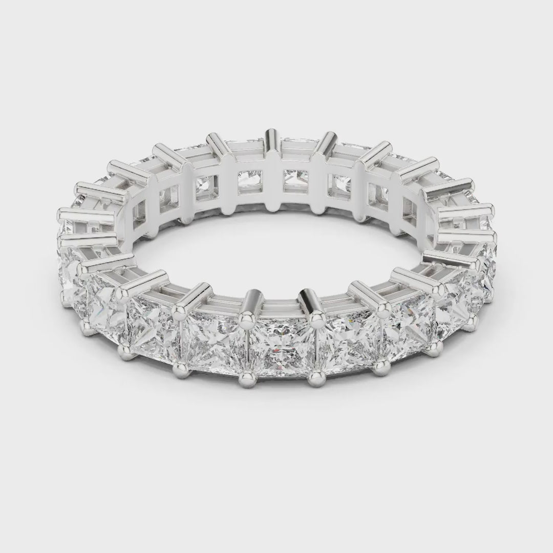 MJET019 - Princess Cut Shared Prong Full Eternity Wedding Band