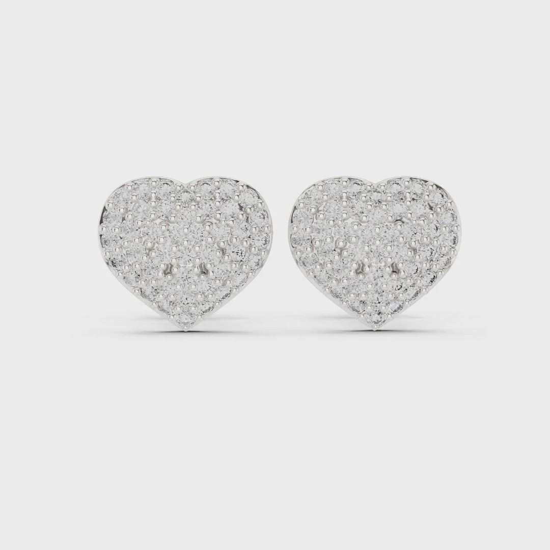 MJER77 - Glimmering Puffed Heart Post Earrings