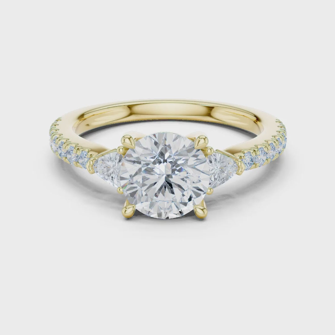 MJR087 - Micro-Pavé Shank Three Stone Round Gemstone Ring