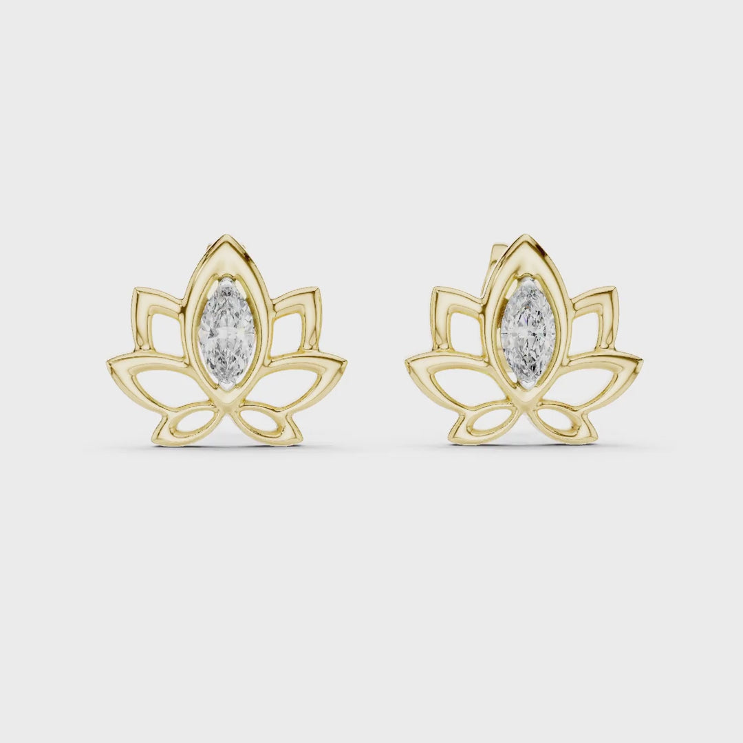 MJER31 - Lotus Blossom Marquise Center Studs