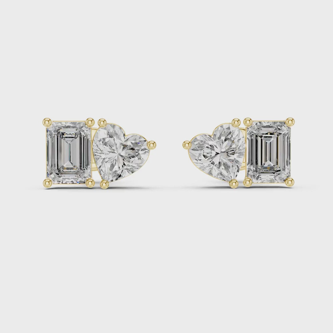 MJER16 - Asymmetric Two Gem Step Cut Earrings