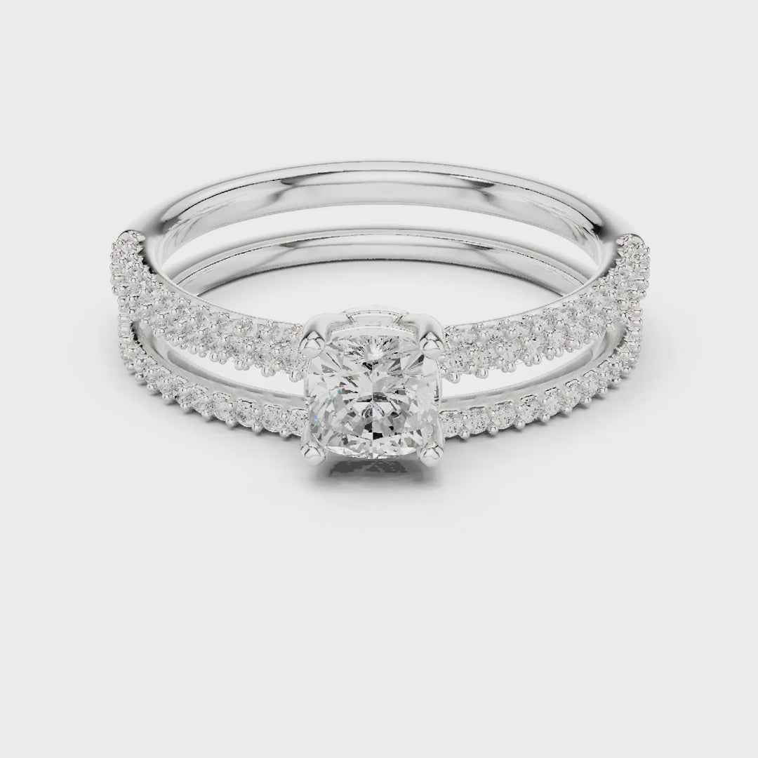MJTW7 - Shimmering Dual Strand Cushion Accent Bridal Set