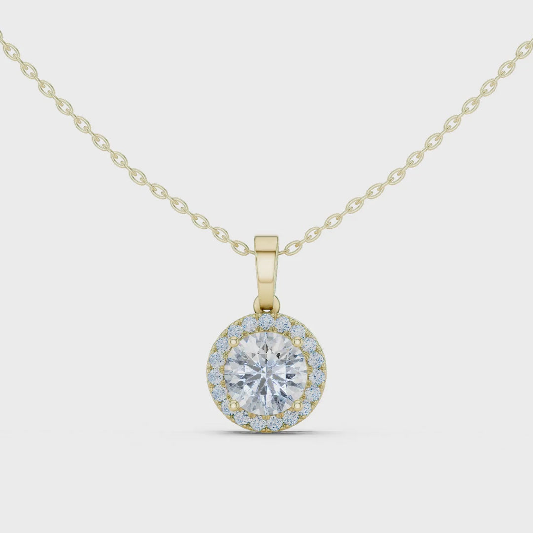 MJP40 - Brilliant Round Halo Solitaire Pendant
