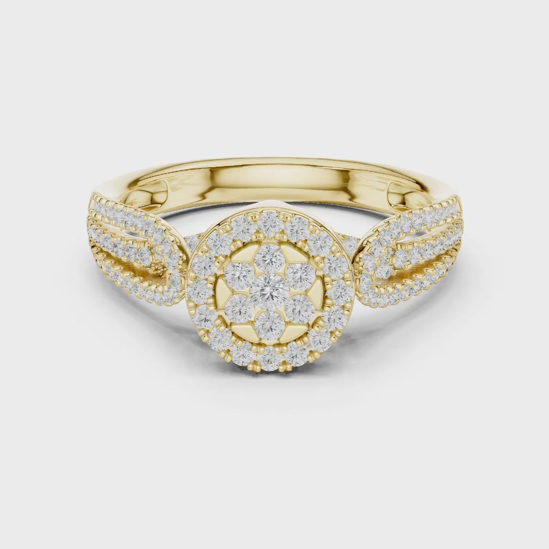 MJCLS3 - Floral Cluster Round Cut Statement Ring