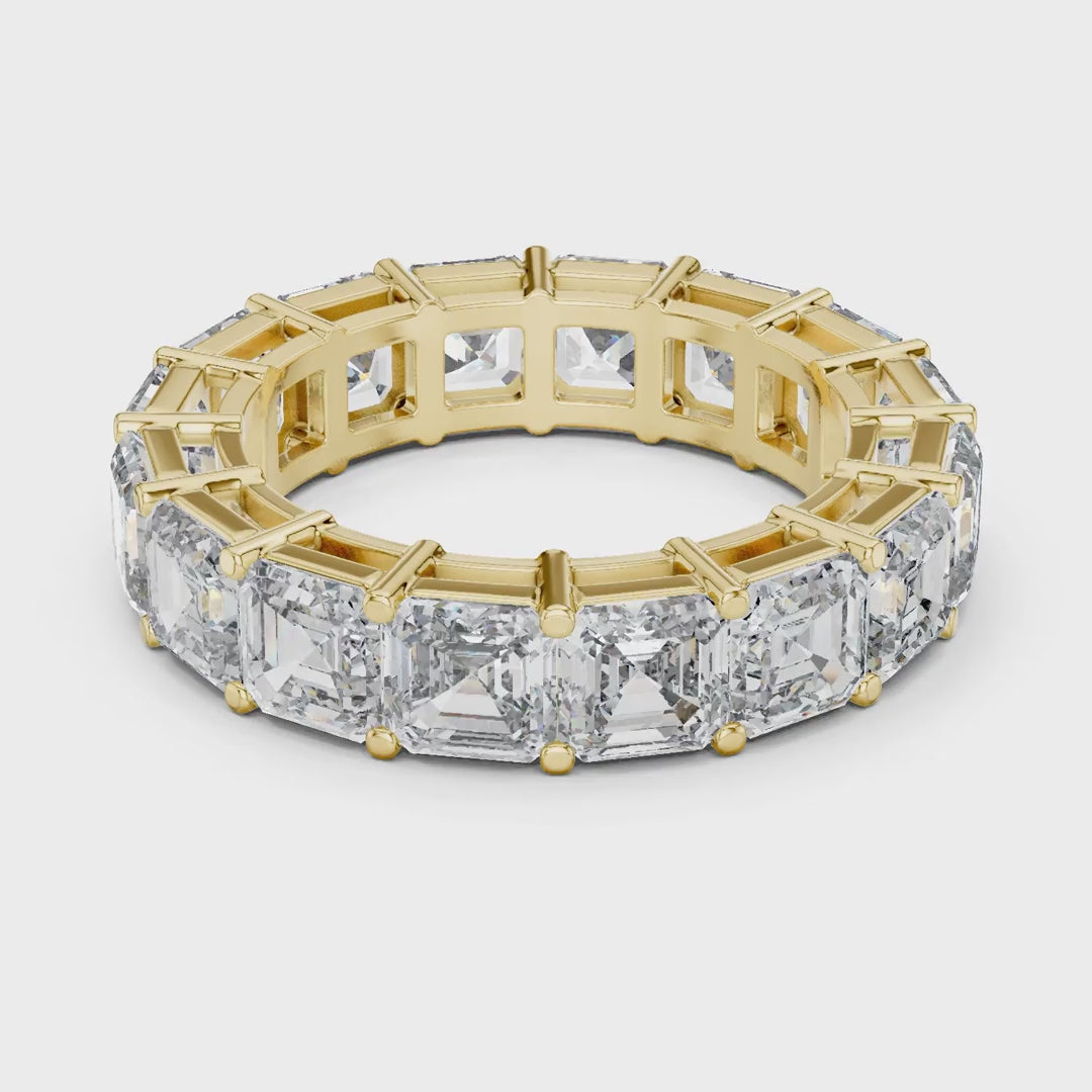 MJET023 - Asscher Cut Step Facet Full Eternity Wedding Band
