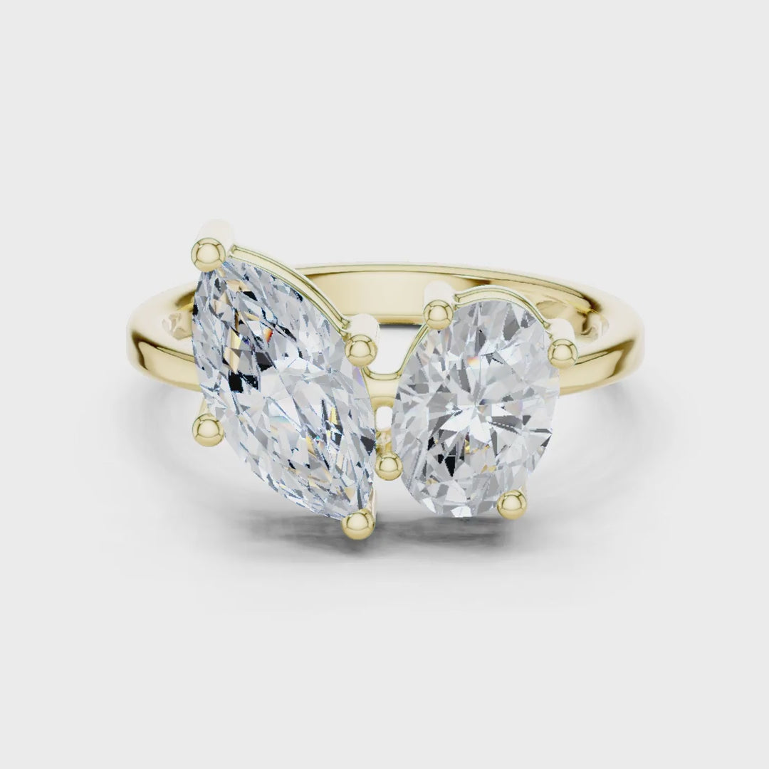 MJR0143 - Angled Marquise & Oval Cut Toi Et Moi Ring