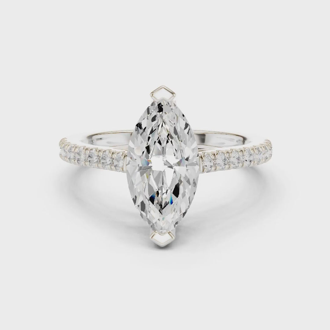 MJR085 - Micro-Pavé Band Three Stone Radiant Cut Bridal Ring