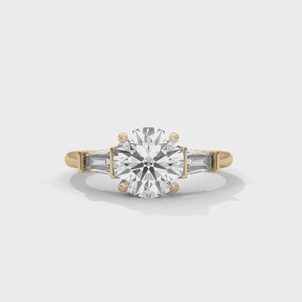 MJBS30 - Round Cut Solitaire with Tapered Baguette Side Stones