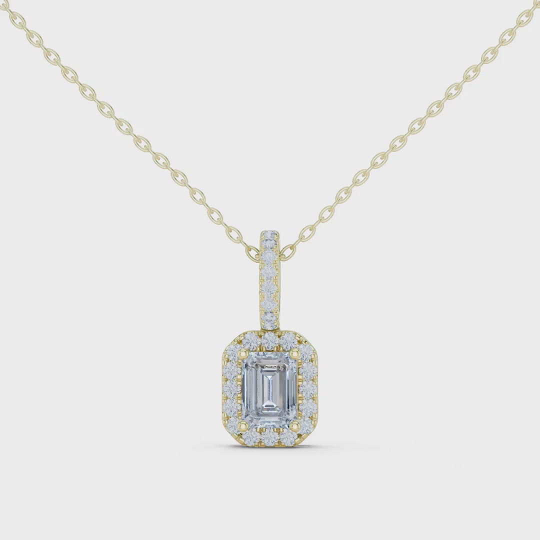 MJP35 - Emerald-Cut Halo Art Deco Pendant