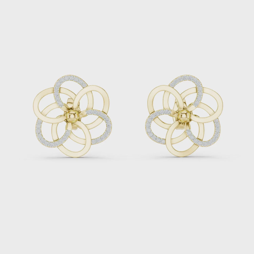 MJER44 - Spiral Bloom Pavé Accent Stud Earrings
