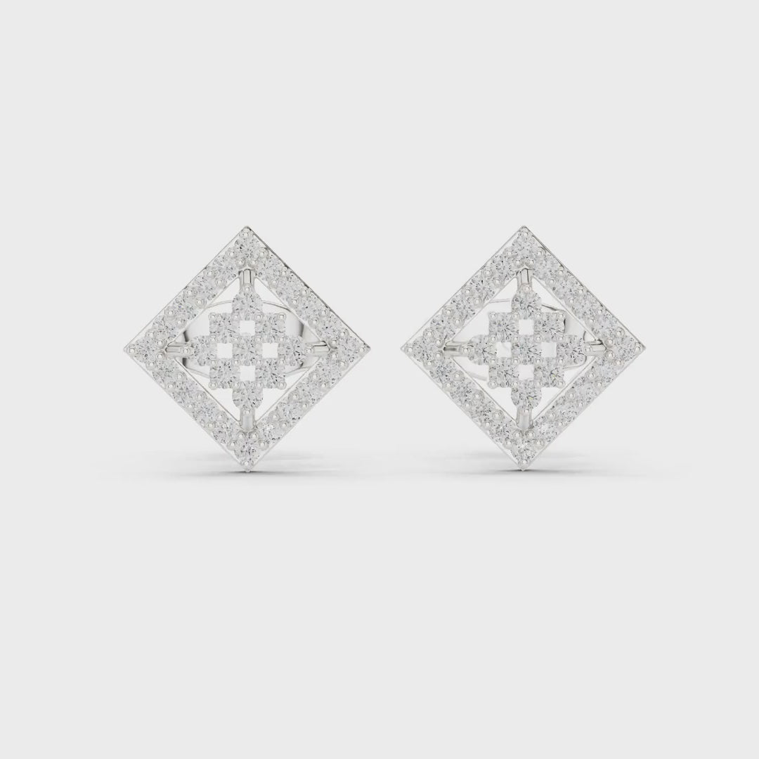 MJER36 - Diamond-Shaped Pavé Cluster Studs