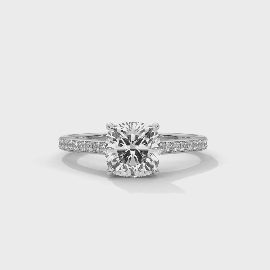 MJBS40 - Classic Silhouette Cushion Prong-Set Wedding Band