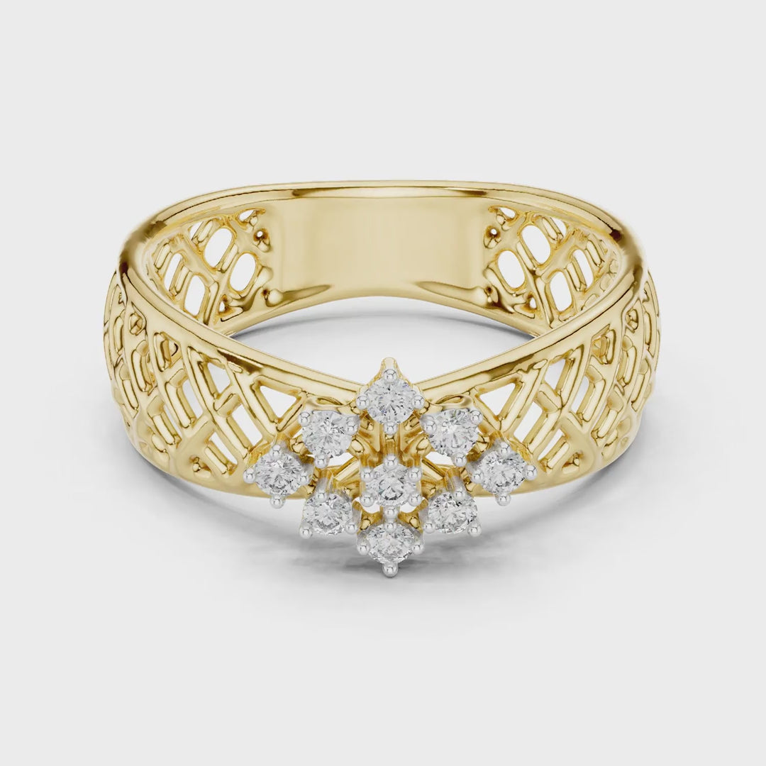 MJAR003 - Round Lattice Filigree Cluster Band