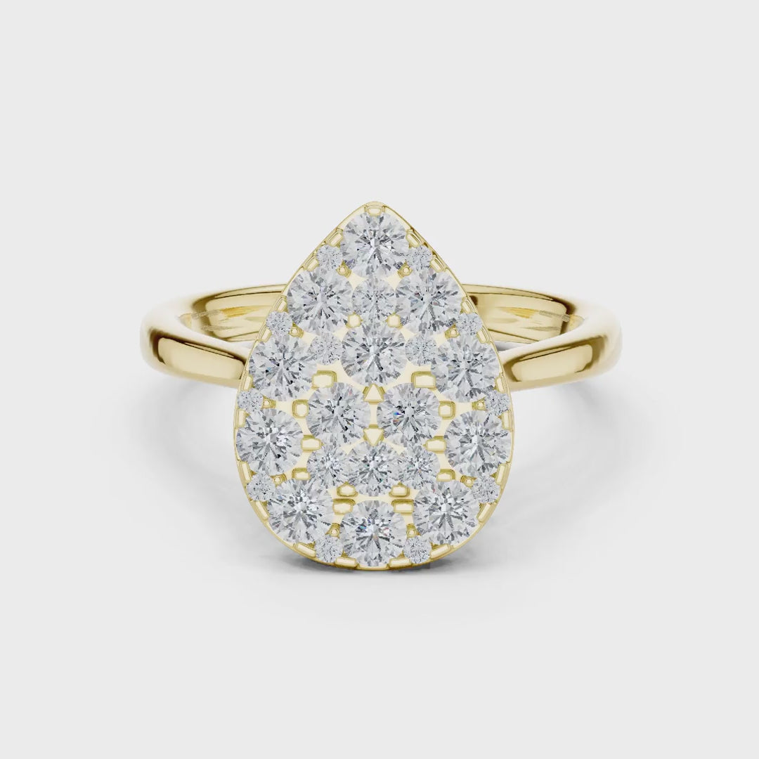 MJCLS6 - Elegant Pear Mosaic Flat Top Ring with Wire Gallery