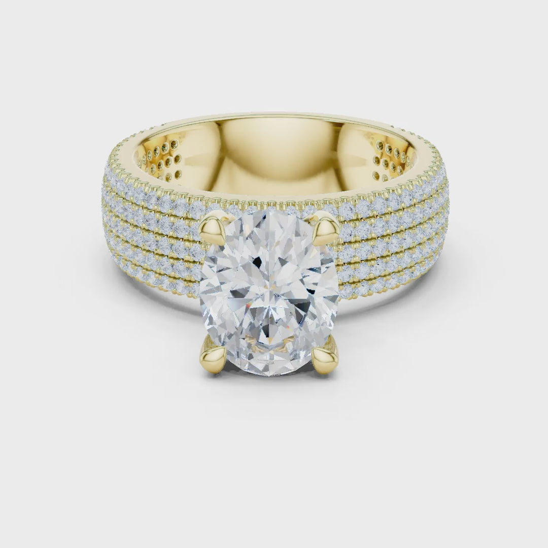 MJA011 - Five-Row Diamond Encrusted Oval Statement Ring
