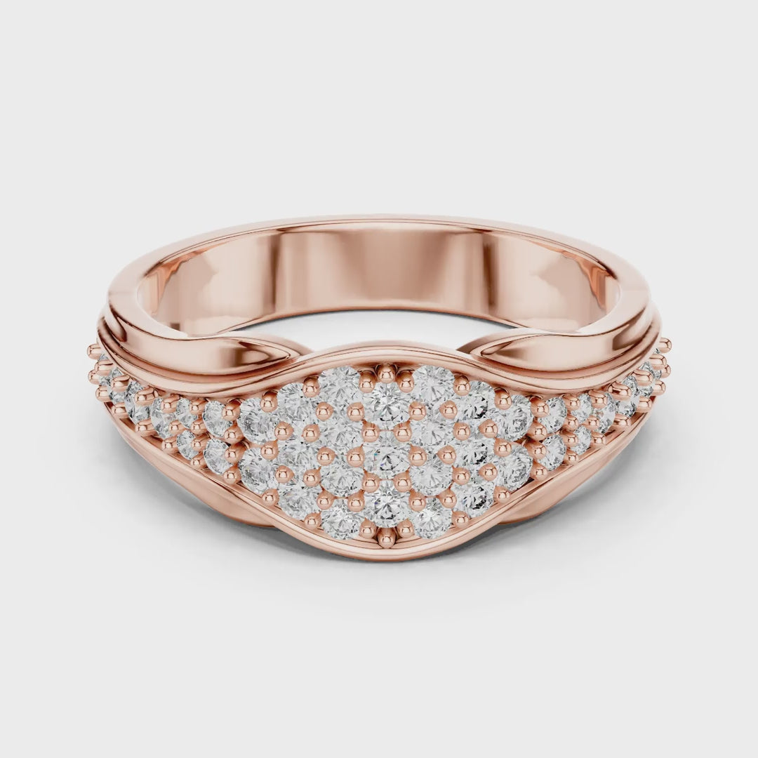 MJR051 - Oval Cluster Sculpted Wave Statement Band