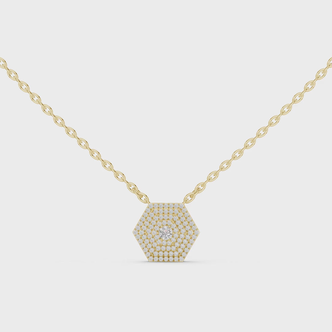 MJP04 - Geometric Hexagon Pave Cluster Pendant