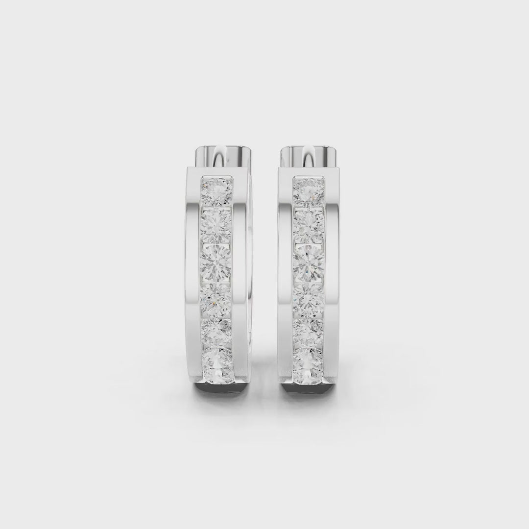 MJER47 - Channel-Set Diamond Huggie Hoop Earrings