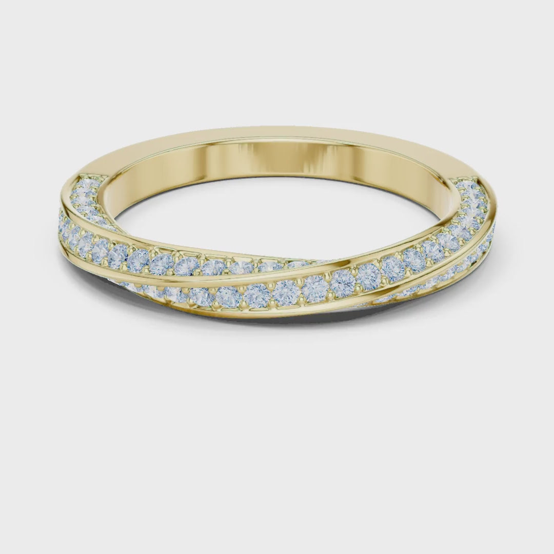 MJET042 - Twisted Crisscross Pavé Diamond Wedding Ring