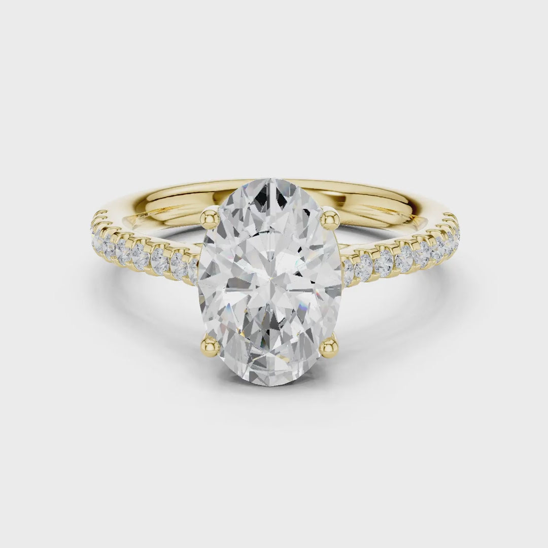 MJR077 - Oval Cut Hidden Halo Encrusted Collar Ring