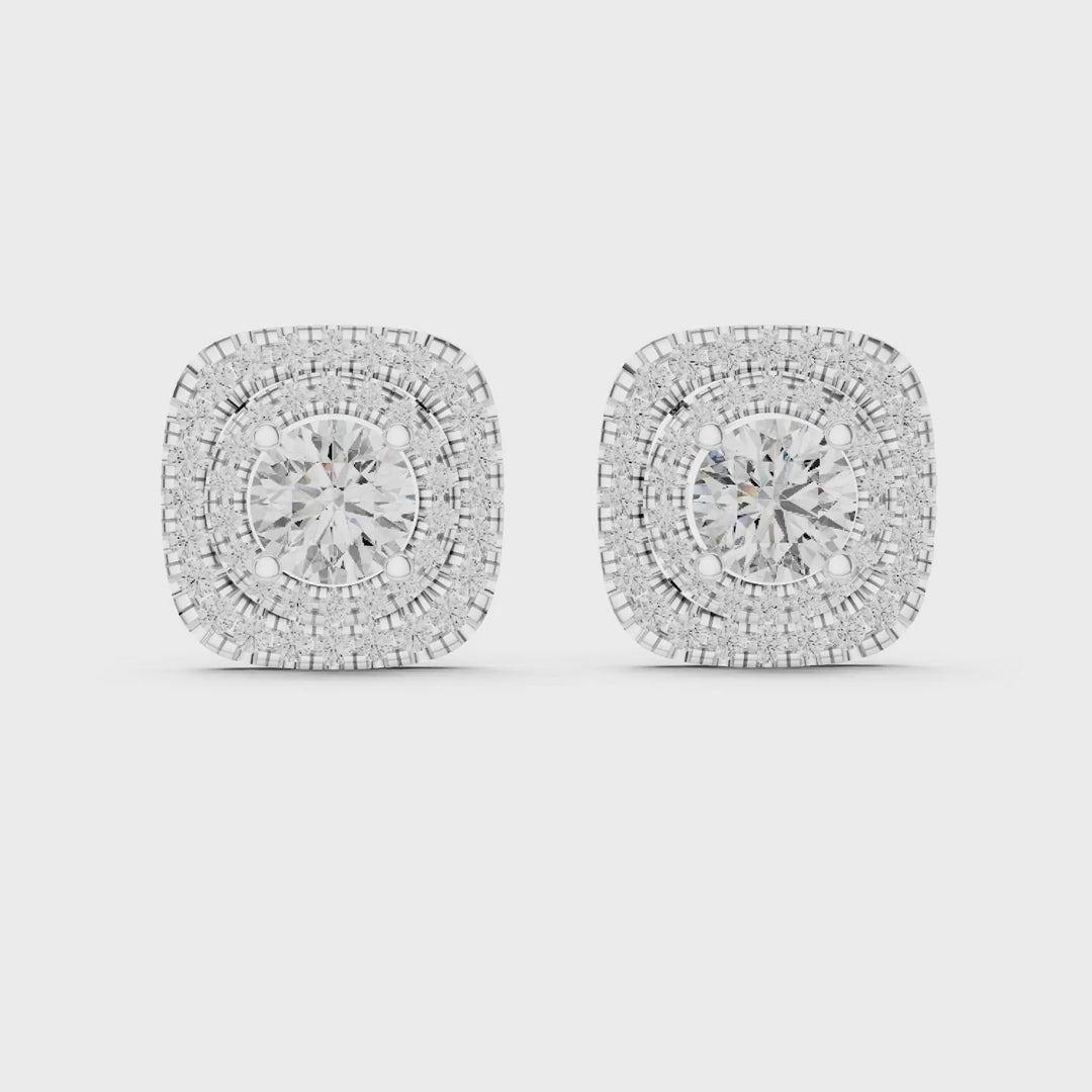 MJER09 - Tiered Pavé Border Solitaire Earrings