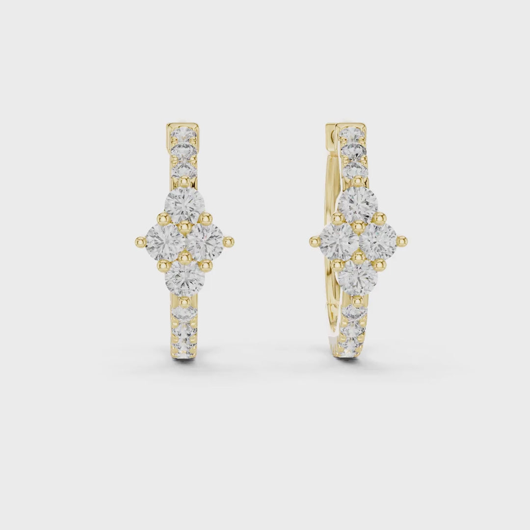 MJER18 - Diamond Shape Cluster Pavé Huggies