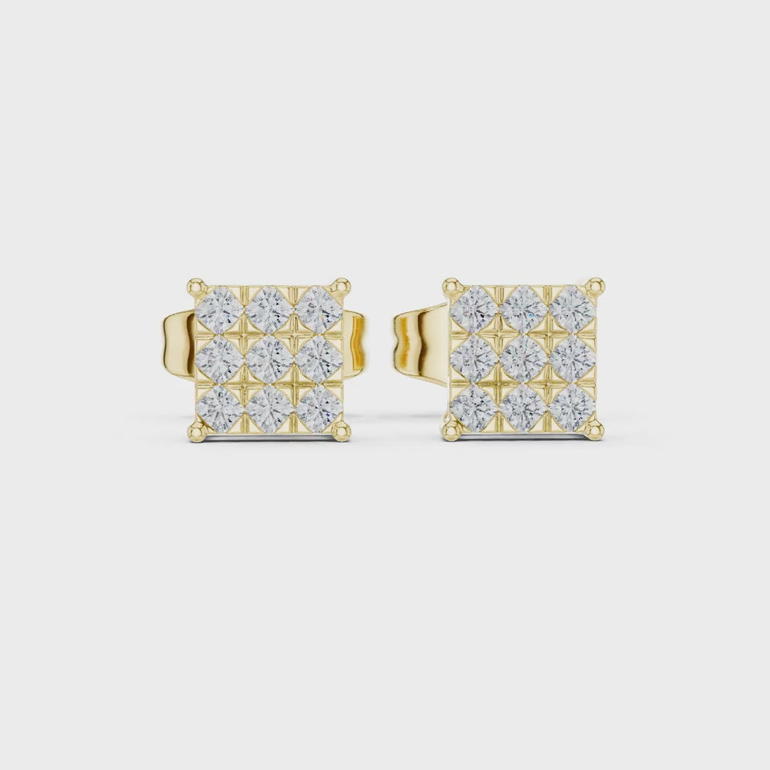 MJER42 - Princess-Style Nine-Stone Quad Studs