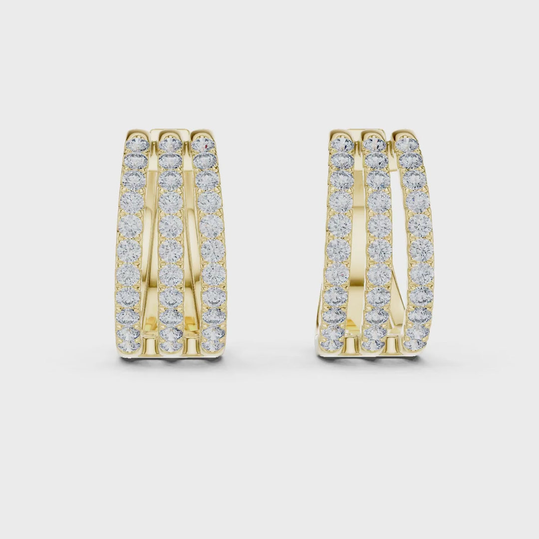 MJER61 - Shimmering Multi-Band Hoop Earrings