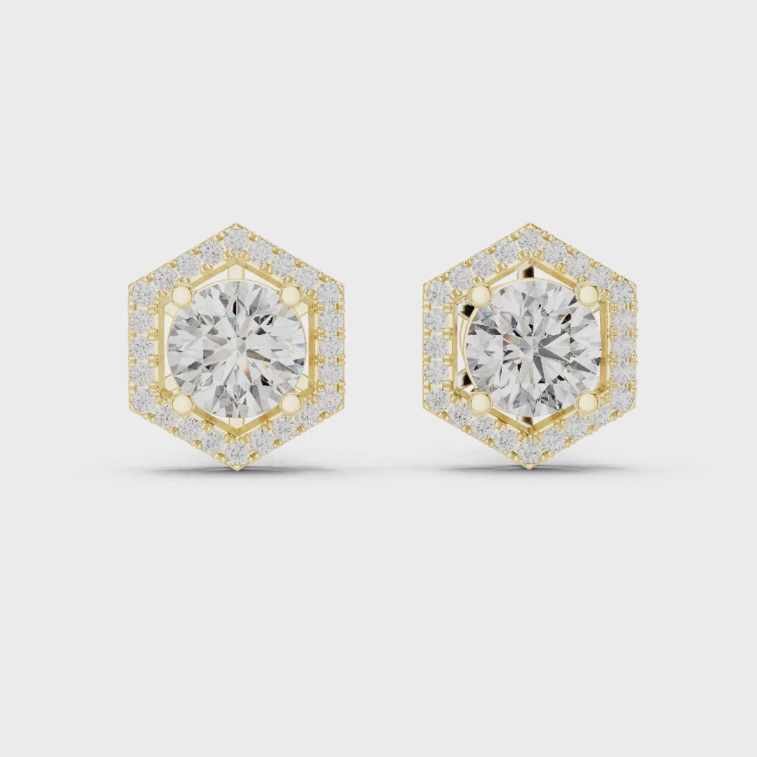 MJER10 - Hexagon Halo Solitaire Studs