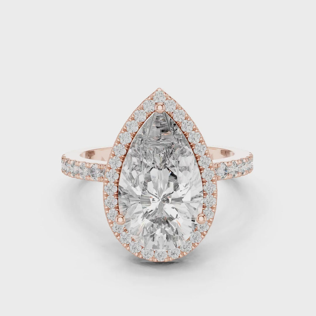 MJR015 - Pear Cut Halo Engagement Ring