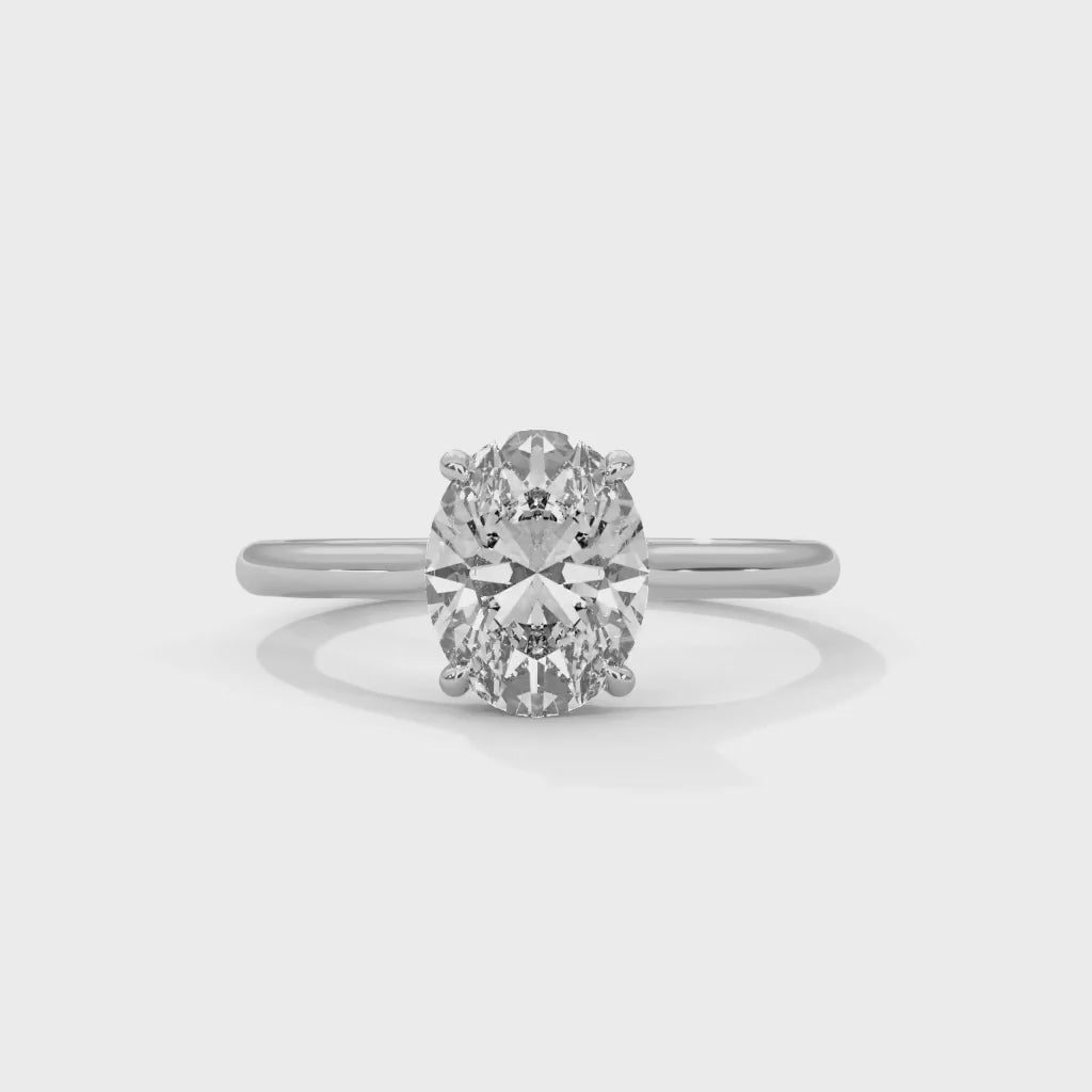 MJBS7 - Oval Solitaire Engagement Ring with Polished Band