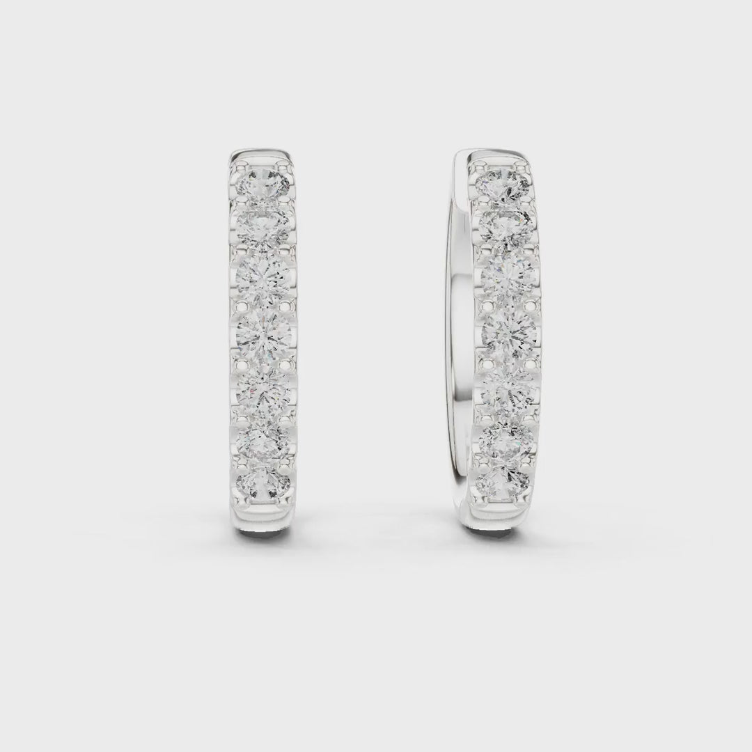 MJER57 - Classic Shared-Prong Diamond Hoop Earrings