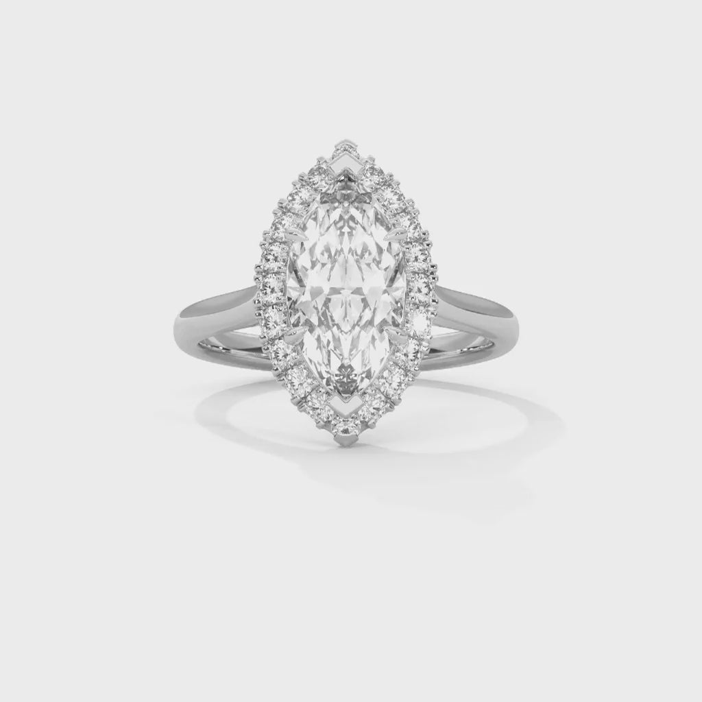 MJBS47 - Marquise Cut Classic Halo Engagement Ring
