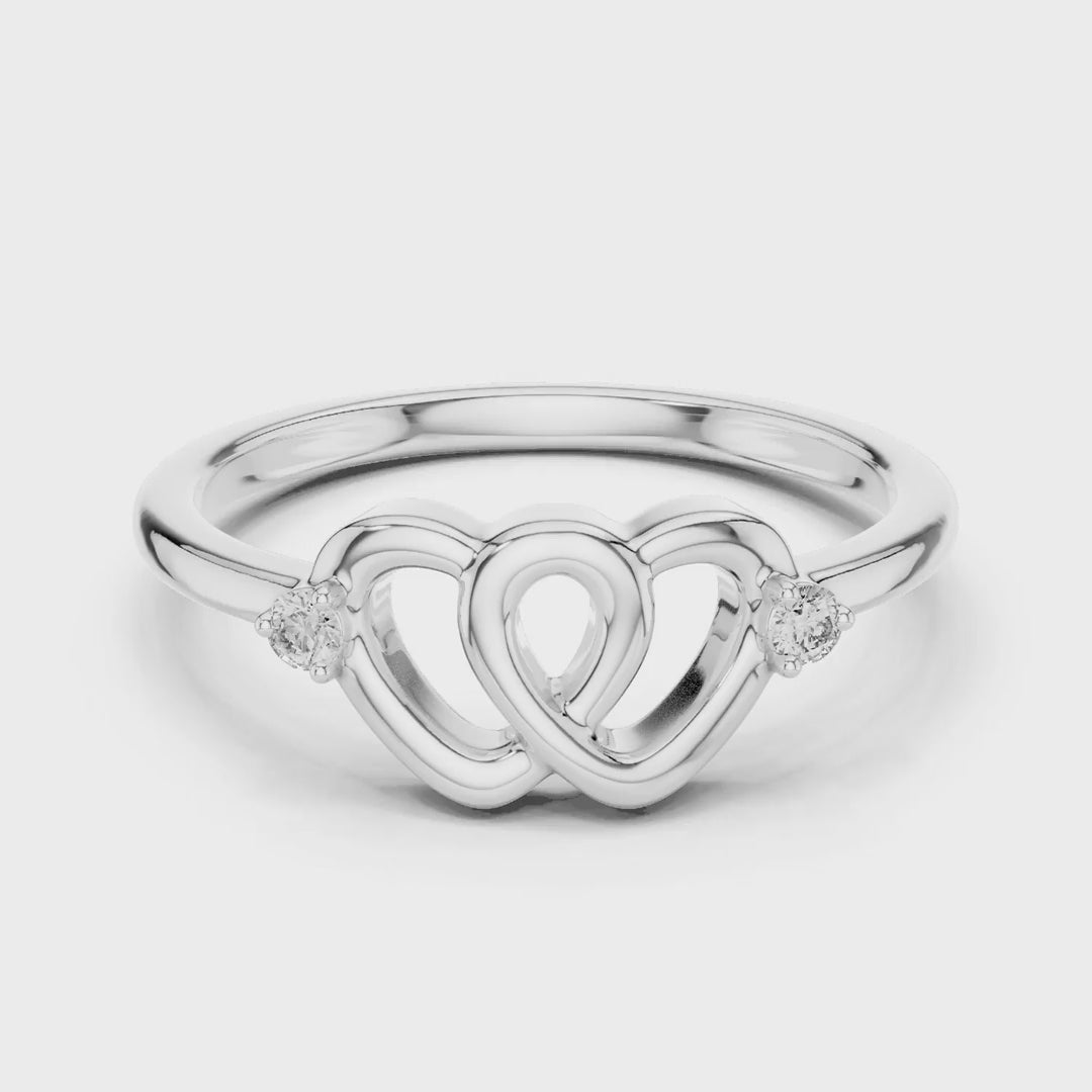 MJR061 - Interlocking Heart Openwork Two Stone Promise Ring