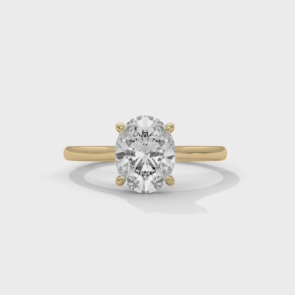 MJBS22 - Oval Solitaire Engagement Ring with Polished Band