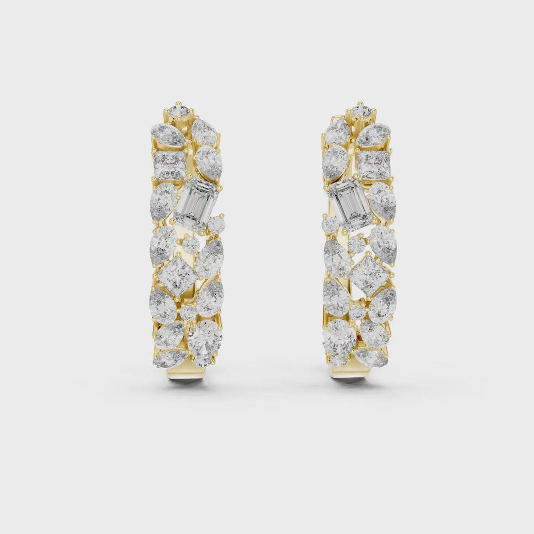 MJER17 - Multi Shape Mosaic Cluster Huggie Hoops