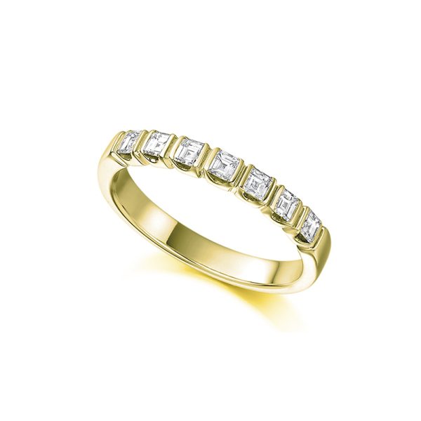 0.50 carat asscher cut half eternity diamond ring