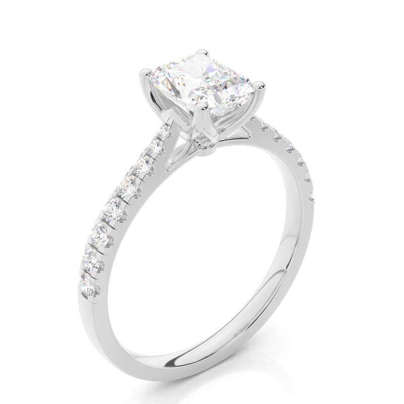 1 carat radiant diamond ring with shoulder diamonds