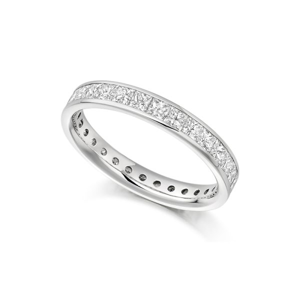 2 carat channel setting princess diamond eternity ring