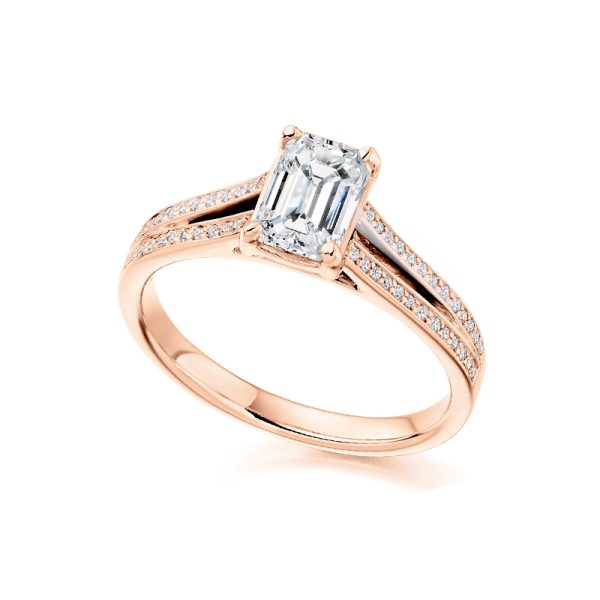 2 carat emerald cut split shoulder diamond ring