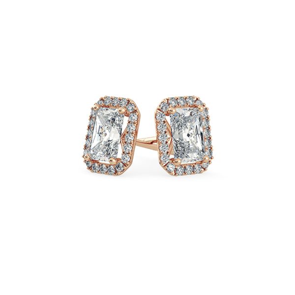 Radiant diamond stud earrings with halo Dubai