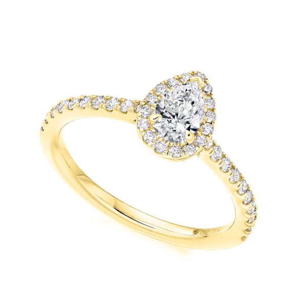 Pear shape 2 carat diamond ring with halo