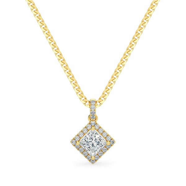 Princess Diamond Halo Pendant Dubai